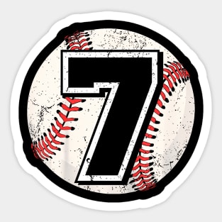 Kids Birthday Boy 7 Seven Baseball 7Th Birthday Baseball Player Sticker